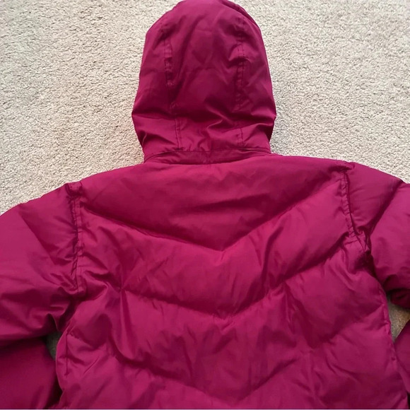 GAP Kids Girl Rose Pink Red Puffer Bomber Jacket Lined Removable Hood Size XL 12 - Picture 11 of 16